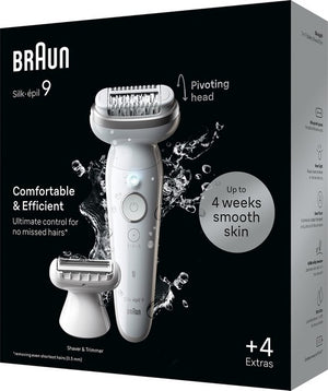 Braun Silk-épil 9 Epilator met Ladyshave Opzetstuk Type 9-041 - Wet & Dry - Wit/Zilver (tweedekans)