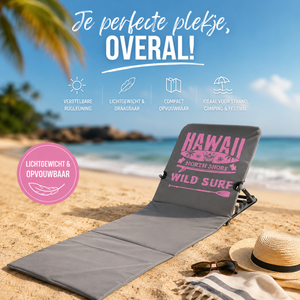 Strandmat met Verstelbare Rugleuning - Opvouwbaar - Inclusief Draagtas - Grijs